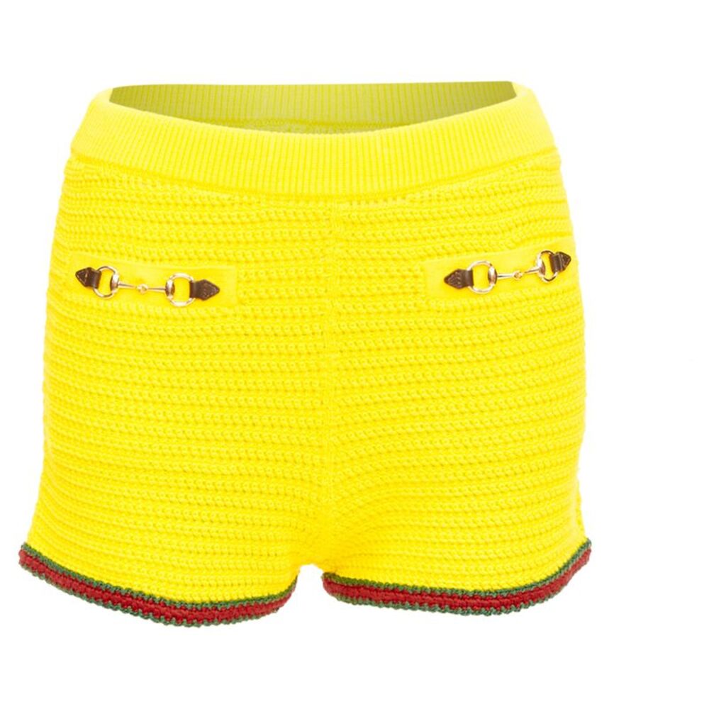 Gucci 2024 Sabato Yellow Horsebit Crochet Shorts